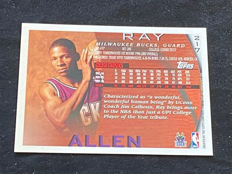 Ray allen rookie cards and memorabilia guide. Lot - (Mint) 1996-97 Topps Ray Allen Rookie #217 ...
