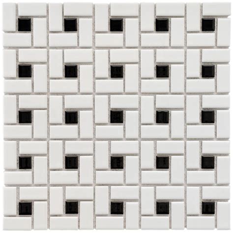 You might also like this photos or back to awesome mosaic floor tile. Merola Tile Spiral Black and White 12-1/2 in. x 12-1/2 in. x 6 mm Porcelain Mosaic Tile (11.1 sq ...