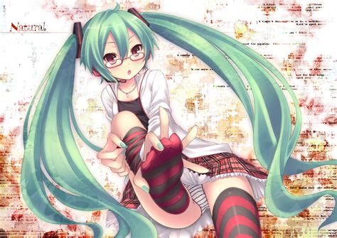 Eq for yowu hatsune miku cat ear headphones. glasses green hair hatsune miku headphones panties ryo ...