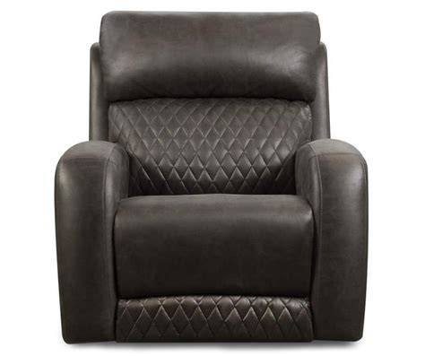 The tufted and padded seat, armrests and chaise are upholstered in a java brown leather look fabric with contrasting colored stitching. Real Living Passion Gray Quilted Rocker Recliner - Big ...