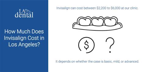 There are no standard costs as your dentist is free to set their own price based on how much treatment they think you will need, plus. How Much Does Invisalign Cost in Los Angeles? - LA Dental ...