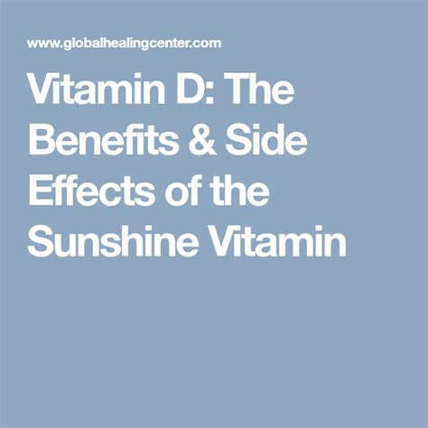 We did not find results for: Vitamin D: The Benefits & Side Effects of the Sunshine ...