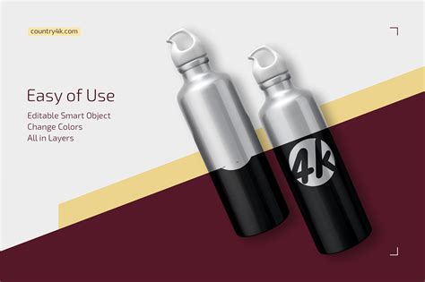 Download Aluminum Water Bottle Mockup Set in Packaging Mockups on Yellow Images Creative Store