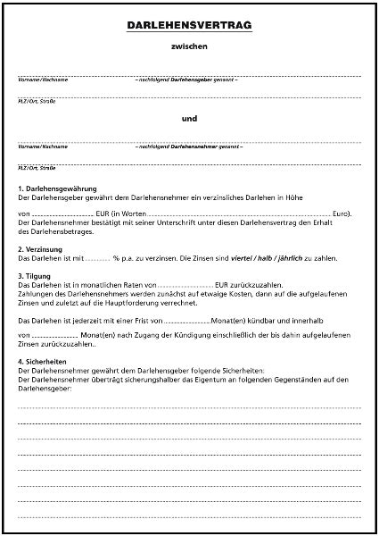Wir stellen ihnen die anbieter vor und geben wichtige infos: Darlehensvertrag für Privatpersonen II - Formulare gratis