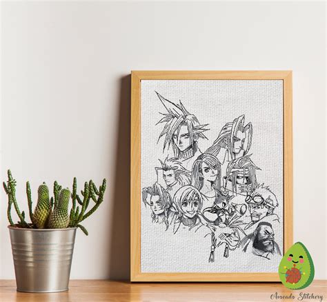 On the embroidery winter evening passed very realistic fabulous charm of winter. Final Fantasy VII Character Black & White Cross Stitch ...