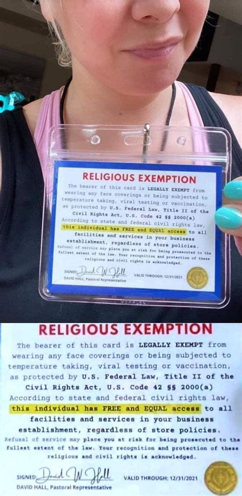 A written objection from the parent or guardian of a student or child based on religious tenets and practices shall be submitted in religious belief exemption: Religious exemption card : religiousfruitcake