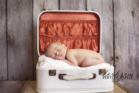 Never leave a newborn unattended without someone spotting them within arm's length. Trying to find a vintage suitcase like this :) (With ...