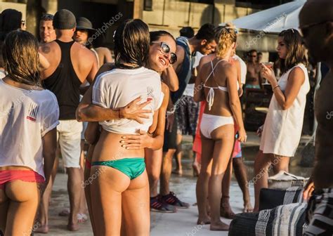 Swinger wife screwed hard again. Sexy girls enjoy beach party. - Stock Editorial Photo ...