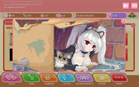 Blush blush is a dating game tossed with an idle game. Sad Panda Studios