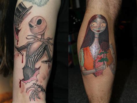 It's time to get your gruesome on with these nightmare before christmas tats of sally and jack skellington. Jack and sally - Wedding Present Tattoos by American ...