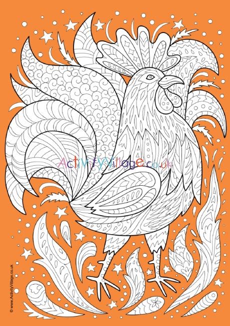 Color in this picture of a rooster and others with our library of online coloring pages. Rooster Colour Pop Colouring Page