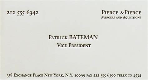 Quote american psycho business card. Dr. Theda's Crypt: Going to Friend's to Watch New "Batman"....