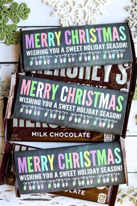Candy bar wrapper holiday printable. Merry Christmas Candy Bar Wrappers