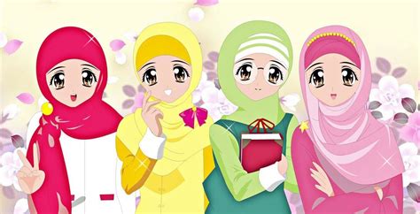 Mewarnai gambar kartun anak muslimah 117. Foto Anime Muslimah 4 Sahabat | Jilbab Gallery
