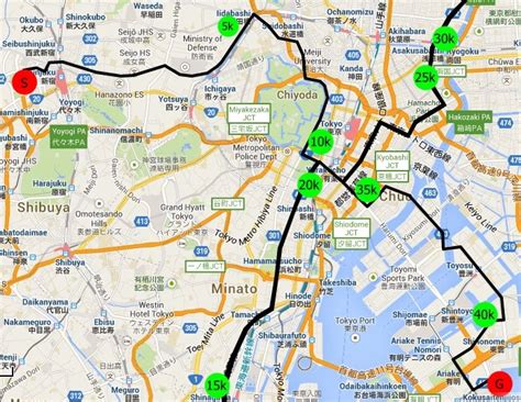 Treadmill pace teams presented by gu. tokyo marathon course map