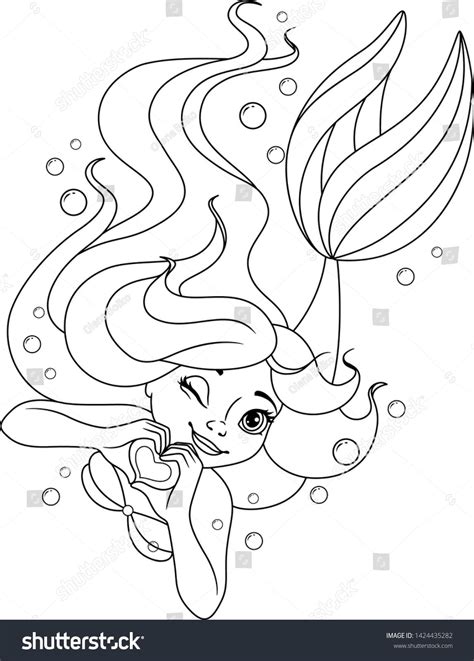 Free printable coloring pages little mermaid coloring sheets. Cute Mermaid coloring page, heart shaped hands | Cores de ...