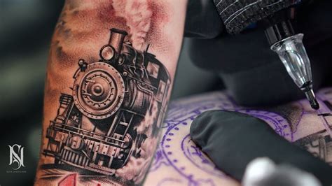 We saw the train tattoo design but along with the train, the train track design also looks different. Train Tattoo Time Lapse | Nick Sundstrom - YouTube