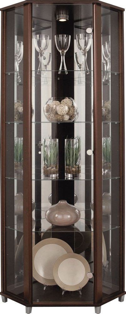 Display cabinets and glass cabinets at argos. Glass Display Cabinet Corner Unit Stand Cupboard Door Back ...