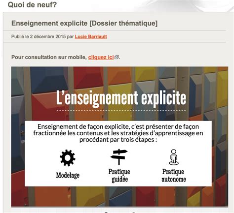 Enseignement explicite (dossier thématique) | Association des ...