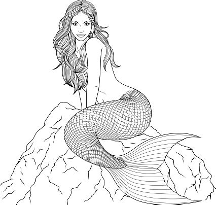 Grab your crayons or markers and enjoy the summer while coloring this wonderful set of mermaid coloring pages. Coloring Beautiful Mermaid Stock Illustration - Download ...