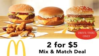 Mcdonald's corporation's marketing mix (4ps) involves various approaches that meet business concerns in different fast food restaurant. 2 for $5 Mix & Match Deal, McDonald's - Savannah, Savannah, GA