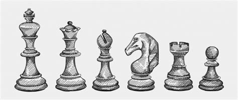 Fichas de ajedrez para colorear. Handgezeichneter skizzensatz von schachfiguren. schach ...