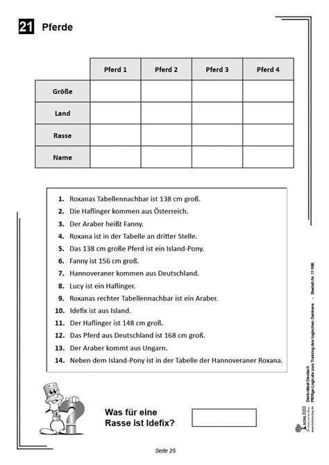 Uta geht in die klasse 3a. Logikrätsel Deutsch - Pfiffige Logicals zum Training des ...