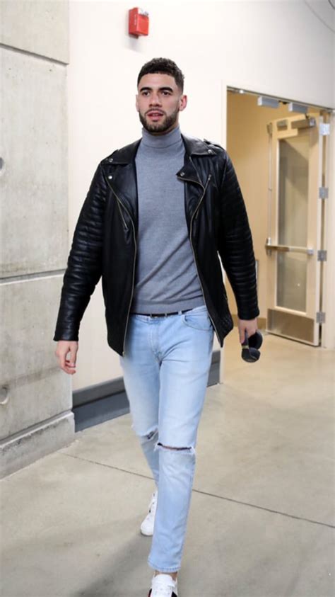 Drops five triples in blowout win. Georges Niang. (With images) | Leather jacket, Fashion ...