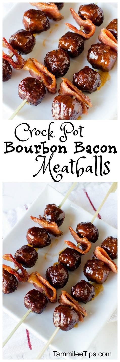 How to make bourbon bbq meatballs add meatballs to slow cooker and set aside. Crock Pot Bacon Bourbon Meatballs Recipe - Tammilee Tips ...