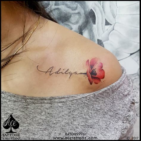 A tattoo is a big step, so consider all aspects carefully, look at the pros and cons. Name with Flower Tattoo - Ace Tattooz