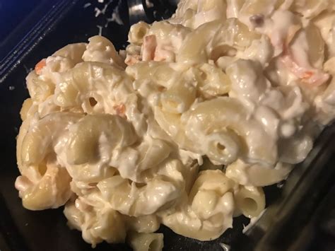 Cooked macaroni, shredded carrot, green onions, red peppers/capsicum and celery tossed in a dressing made with mayonnaise, vinegar, mustard, sugar. Macaroni Salad! - Yelp