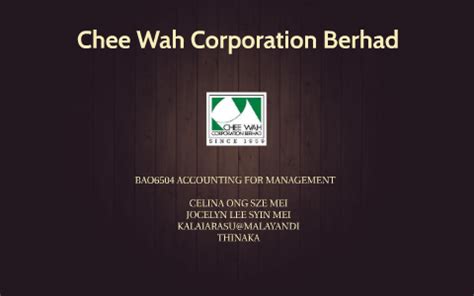 Pelikan international corporation berhad, through its subsidiaries, is engaged in the manufacture and distribution of writing instruments; Chee Wah Corporation Berhad by Prezi User on Prezi
