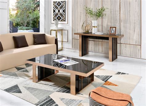 Lend your living room layout a splash of scandinavian style with this modern coffee table. Nova Domus Cartier Modern Black & Rosegold Coffee Table