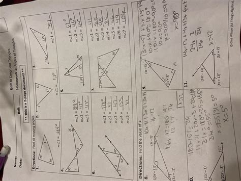 Geometry unit 4 congruent triangles. Unit 4: Congruent Triangles Homework 2: Angles of Triangles - Brainly.com