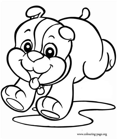 Fun, printable, free coloring pages can help children develop important skills. Dogs and Puppies - The puppy playing happy coloring page