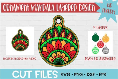 Paper mandalas are a fun and trendy craft that is easy enough any beginner can make them! Christmas Ornament Mandala 3D Layered SVG Design