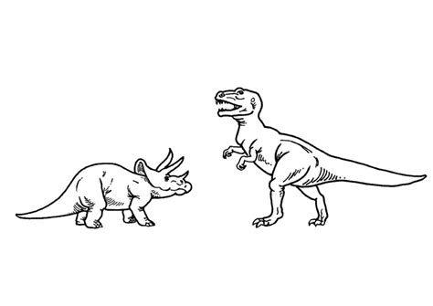 Ausmalbild tyrannosaurus rex ausmalbilder kostenlos zum. Malvorlage Ticeratops und T-Rex | Ausmalbild 9100.