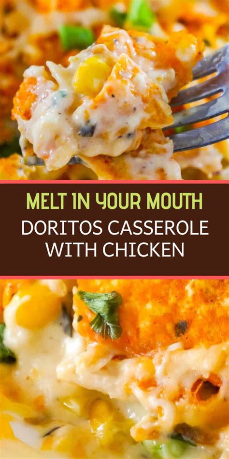 If you're looking for an easy dinner recipe your whole family will love, than look no further than this doritos chicken casserole. Doritos Casserole with Chicken is a creamy chicken ...