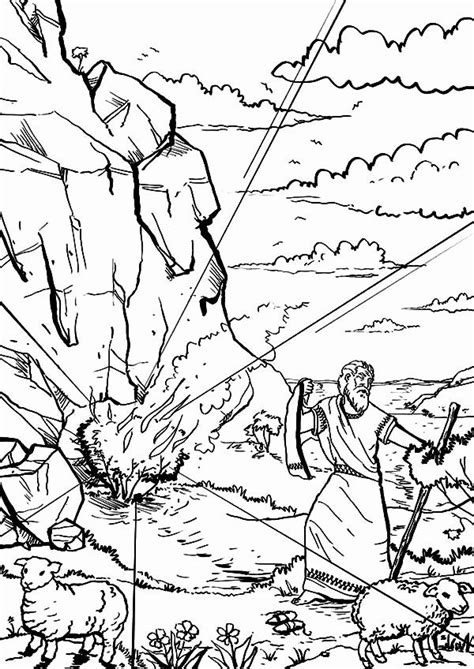 This printable coloring page illustrates moses before the burning bush. 32 Moses and the Burning Bush Coloring Page in 2020 ...