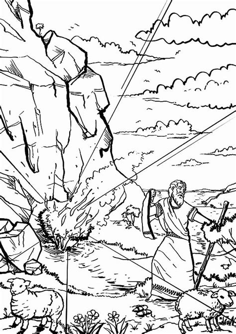 This printable coloring page illustrates moses before the burning bush. 32 Moses and the Burning Bush Coloring Page in 2020 ...