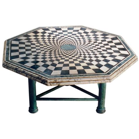 Large checkerboard made of marble from the pyrenees of various quarries around 1850 mounted on 4 marble feet. Checkerboard Marble Table For Sale at 1stdibs