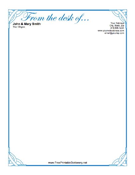 5 letterhead templates free : From The Desk Of Letterhead | free printable letterhead