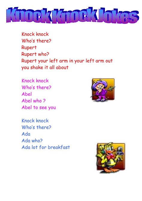 Take your time to read those puns and riddles where you ask a question with answers, or where the setup is the punchline. Funny Knock Knock Jokes For Kids To Tell At School ...