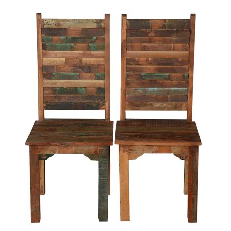 We sat in the chairs, turned them over, inspected the construction, and watched. Rustic Distressed Reclaimed Wood Multi Color Dining Chairs ...