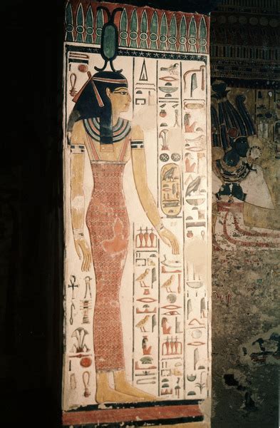 Relief depicting goddess Neith, wall painting from... - Egypt Museum