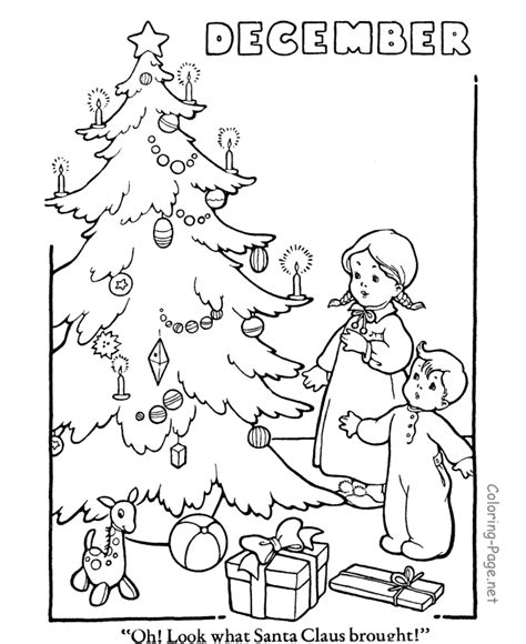 Choose your favorite coloring page and color it in bright colors. December coloring pages to download and print for free