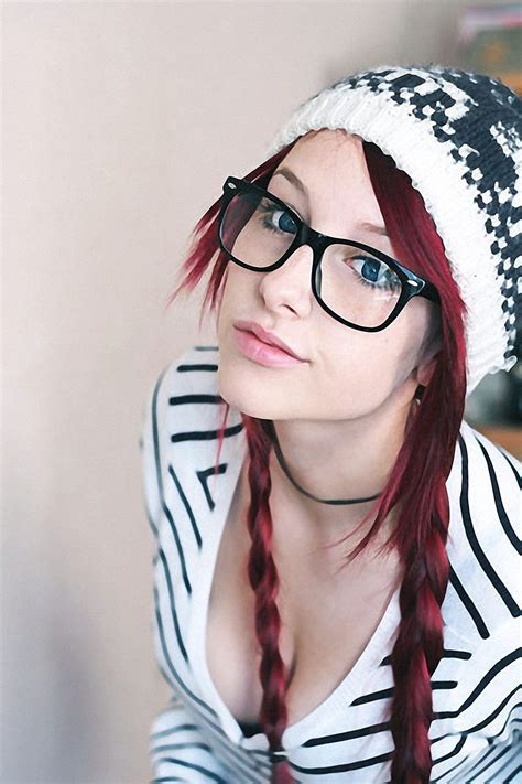 Hairstyle for older woman with glasses. Girls with glasses, Shades of red hair, Cute scene girls