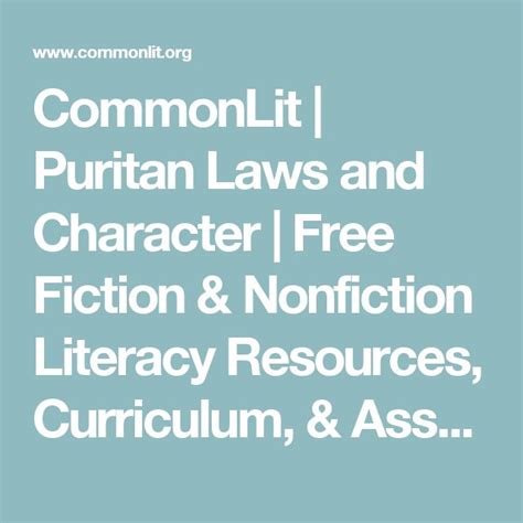 For the following questions, choose the best answer or respond in complete sentences. Puritan Laws and Character | Curriculum, Teenage brain ...