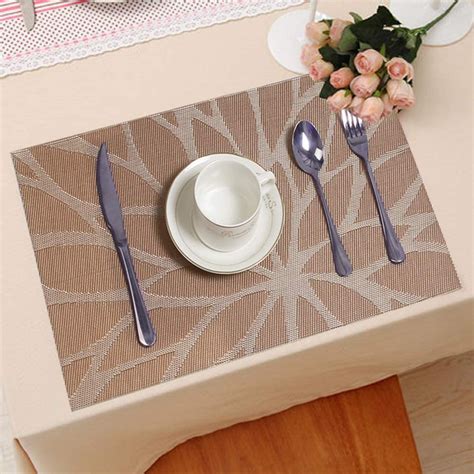 Dii round placemats are excellent for protecting your table from stains and scratches, extending the life of your table. Set of 6 Kitchen Dining Table Placemats Washable Heat ...