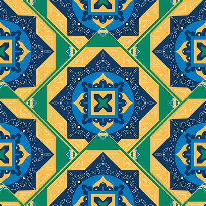 Tiles floral spanish style pattern, usually used in tiles in spain, portugal and other mediterranean countries. Spanish Tile Pattern Vector With Scale Floral Ornaments ...